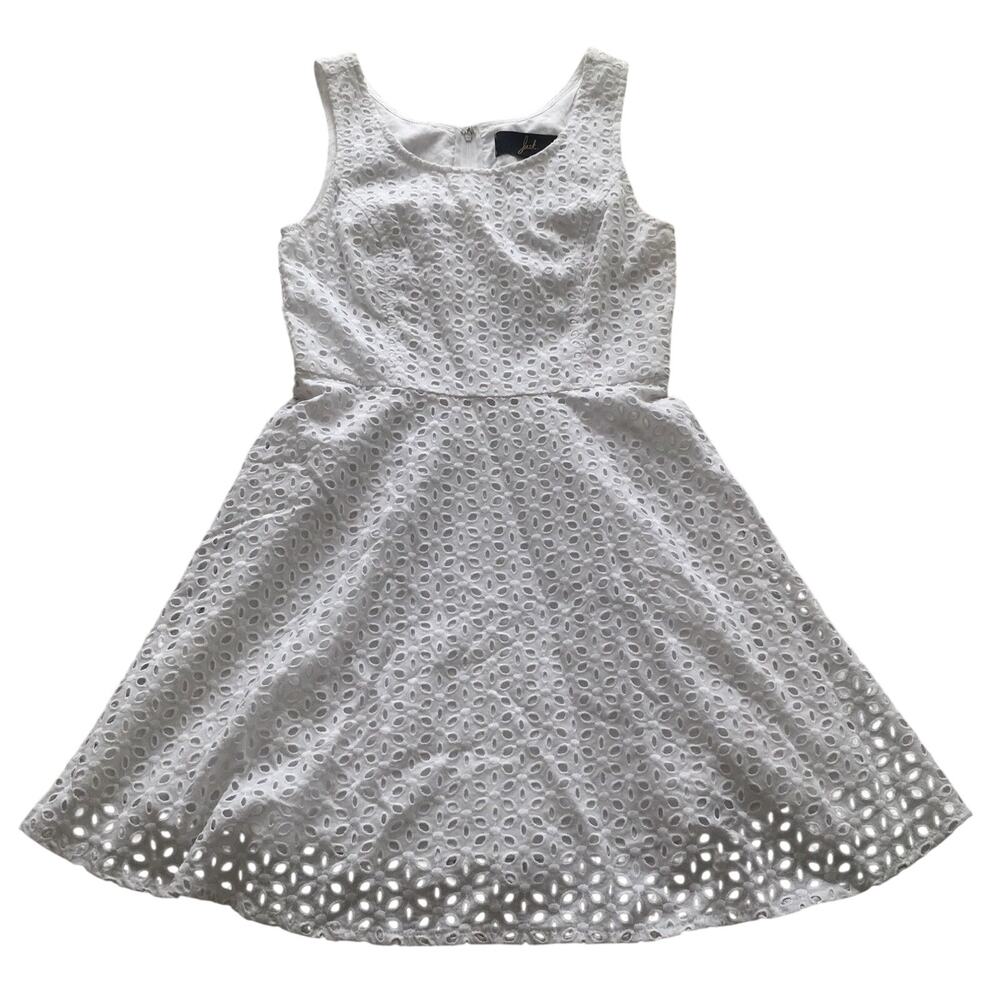 White Eyelet Sundress Jack Size 2 Sleeveless Zipper Back Fitted & Flared Great